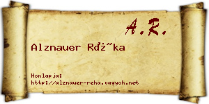 Alznauer Réka névjegykártya